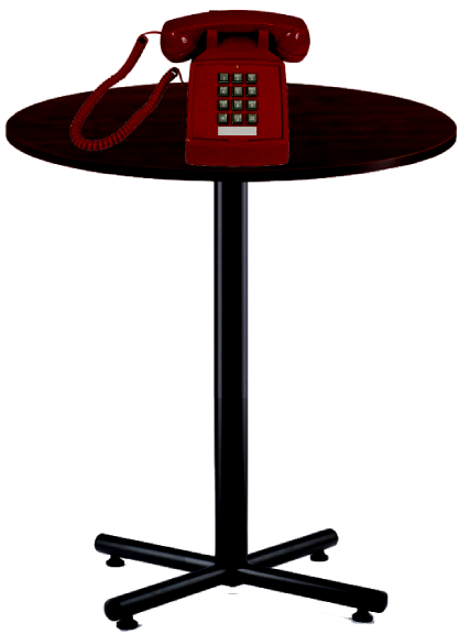 red phone on table
